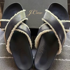 J Crew Pacific sherpa cross-strap sandals. Color Navy. Women’s size 11.